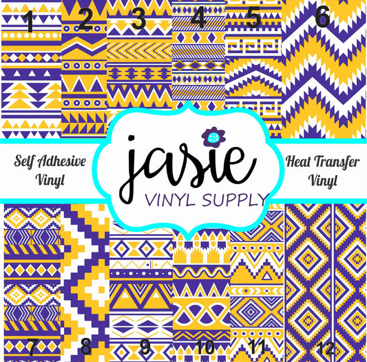 Purple & Gold Aztec Printed Vinyl