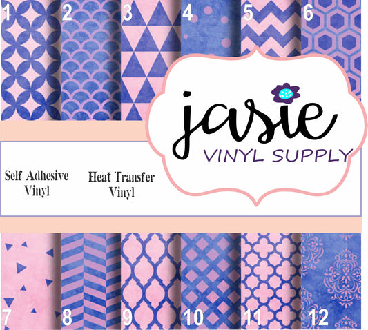 Water Color Blue & Pink Printed Vinyl