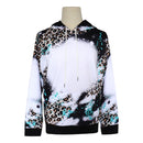 Polyester Bleach Hoodie - Leopard/Aqua Splatter