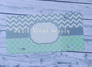 License plate-Grey Chevron with Mint Quatrefoil