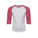 Unisex Raglan - Heather White/Pink