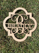 Quatrefoil Door Hanger - Last Name