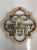 Quatrefoil LAST NAME Christmas Ornaments-