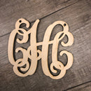 Wood Monogram Car Charm