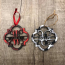 Quatrefoil LAST NAME Christmas Ornaments-