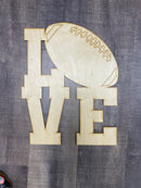 Wood Shape- LOVE FOOTBALL