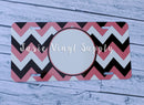 License Plate-Black/Coral Chevron Print