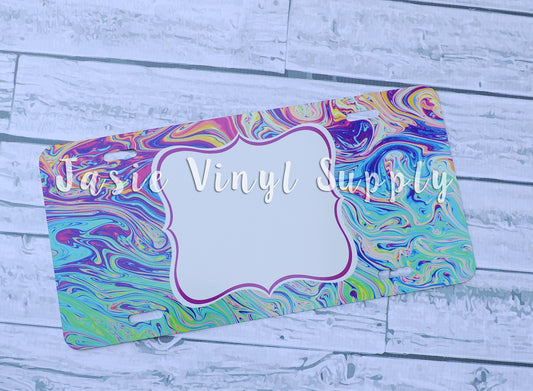 License Plate- Rainbow Swirl